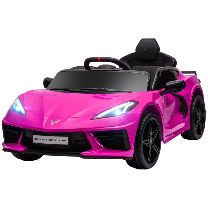 Licensed 12V Kids Electric Car Corvette with Remote Control - Pink