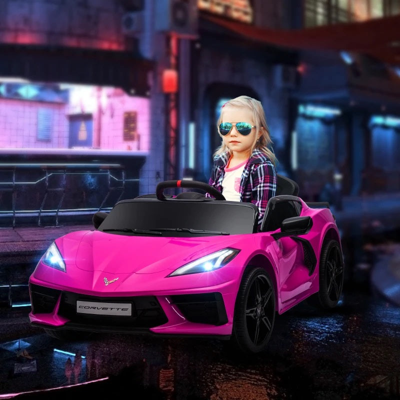 Licensed 12V Kids Electric Car Corvette with Remote Control - Pink