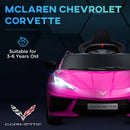 Licensed 12V Kids Electric Car Corvette with Remote Control - Pink