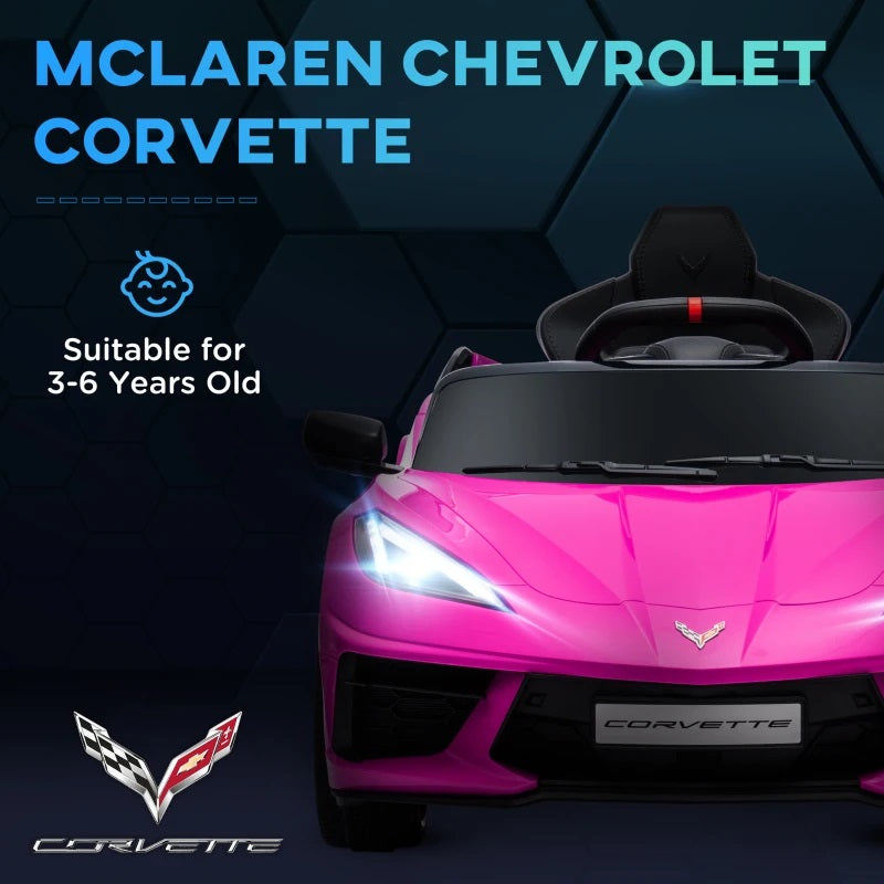 Licensed 12V Kids Electric Car Corvette with Remote Control - Pink