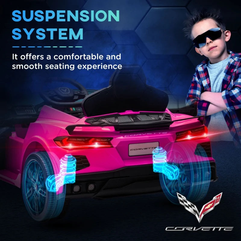 Licensed 12V Kids Electric Car Corvette with Remote Control - Pink