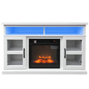 Lima 48" Electric Fireplace TV Stand for TVs Up to 55" Entertainment Center with 3D Flame, LED Lights and Adjustable Media Shelves - White