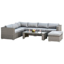 Luxe Lounge 6pc Outdoor Corner Rattan Patio Sectional Sofa - Grey
