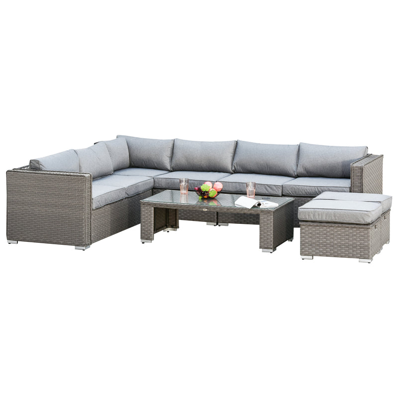 Luxe Lounge 6pc Outdoor Corner Rattan Patio Sectional Sofa - Grey