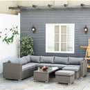 Luxe Lounge 6pc Outdoor Corner Rattan Patio Sectional Sofa - Grey