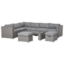 Luxe Lounge 6pc Outdoor Corner Rattan Patio Sectional Sofa - Grey