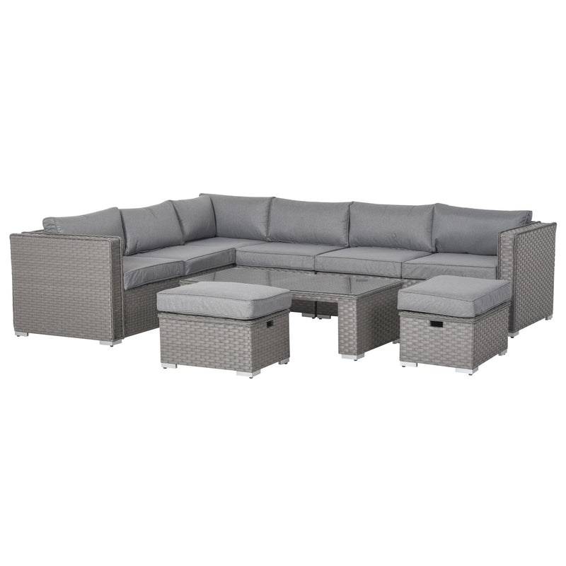 Luxe Lounge 6pc Outdoor Corner Rattan Patio Sectional Sofa - Grey