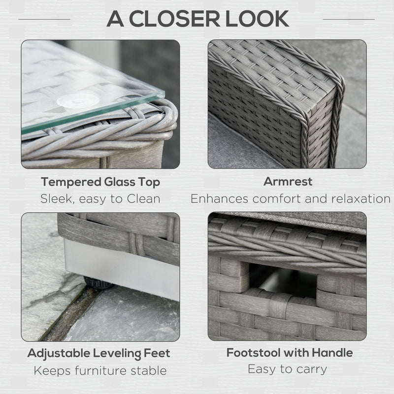 Luxe Lounge 6pc Outdoor Corner Rattan Patio Sectional Sofa - Grey