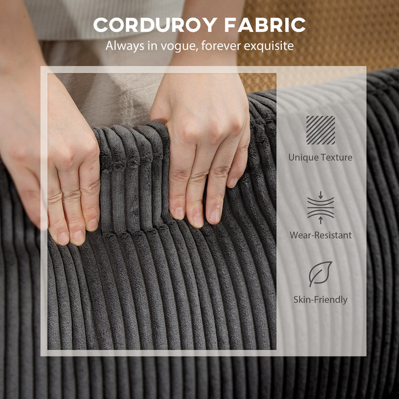 Mallow Heights Modular Sectional Sofa, Oversized U-Shaped Couch with Spring Cushion, Corduroy Sofa for Living Room, Charcoal Grey