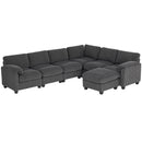 Mallow Heights Modular Sectional Sofa, Oversized U-Shaped Couch with Spring Cushion, Corduroy Sofa for Living Room, Charcoal Grey