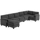 Mallow Heights Modular Sectional Sofa, Oversized U-Shaped Couch with Spring Cushion, Corduroy Sofa for Living Room, Charcoal Grey