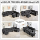 Mallow Heights Modular Sectional Sofa, Oversized U-Shaped Couch with Spring Cushion, Corduroy Sofa for Living Room, Charcoal Grey