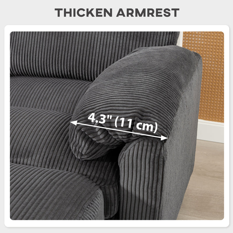 Mallow Heights Modular Sectional Sofa, Oversized U-Shaped Couch with Spring Cushion, Corduroy Sofa for Living Room, Charcoal Grey