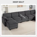 Mallow Heights Modular Sectional Sofa, Oversized U-Shaped Couch with Spring Cushion, Corduroy Sofa for Living Room, Charcoal Grey