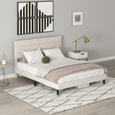 Mara Queen Size Upholstered Platform Bed Frame with Wood Slats - Cream White