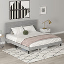 Mara King Size Upholstered Platform Bed Frame with Wood Slats - Grey