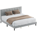 Mara King Size Upholstered Platform Bed Frame with Wood Slats - Grey