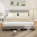 Mara King Size Upholstered Platform Bed Frame with Wood Slats - Grey