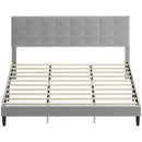 Mara King Size Upholstered Platform Bed Frame with Wood Slats - Grey
