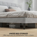 Mara King Size Upholstered Platform Bed Frame with Wood Slats - Grey