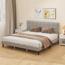 Mara King Size Upholstered Platform Bed Frame with Wood Slats - Grey