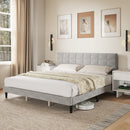 Mara King Size Upholstered Platform Bed Frame with Wood Slats - Grey