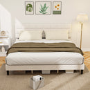 Mara King Size Upholstered Platform Bed Frame with Wood Slats - Cream White