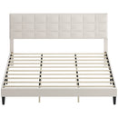 Mara King Size Upholstered Platform Bed Frame with Wood Slats - Cream White
