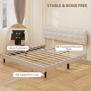 Mara King Size Upholstered Platform Bed Frame with Wood Slats - Cream White