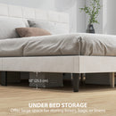Mara King Size Upholstered Platform Bed Frame with Wood Slats - Cream White