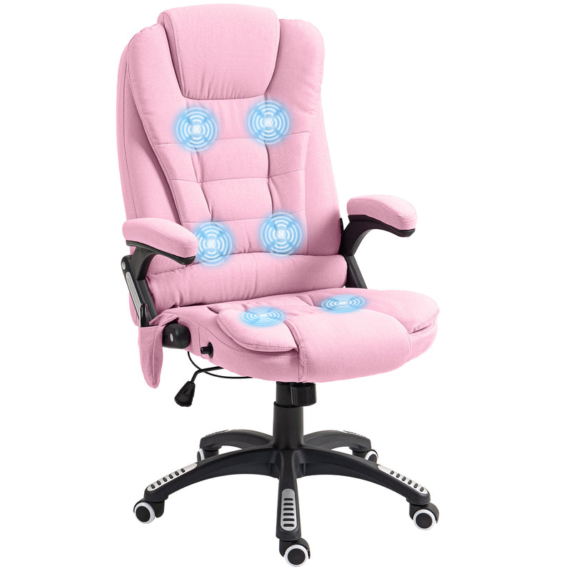 Maverick Luxury Executive Chair with Vibration Massage and Reclining - Pink Fabric