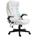 Maverick Luxury Executive Chair with Vibration Massage and Reclining - White Fabric