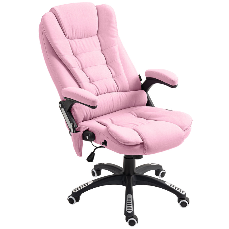 Maverick Luxury Executive Chair with Vibration Massage and Reclining - Pink Fabric