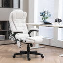 Maverick Luxury Executive Chair with Vibration Massage and Reclining - White Fabric