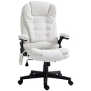 Maverick Luxury Executive Chair with Vibration Massage and Reclining - White Fabric
