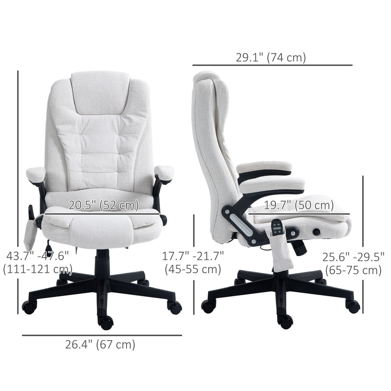 Maverick Luxury Executive Chair with Vibration Massage and Reclining - White Fabric
