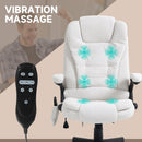 Maverick Luxury Executive Chair with Vibration Massage and Reclining - White Fabric