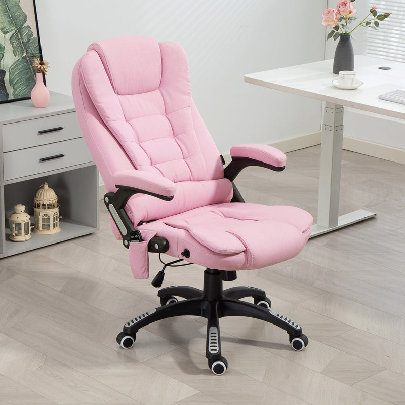 Maverick Luxury Executive Chair with Vibration Massage and Reclining - Pink Fabric
