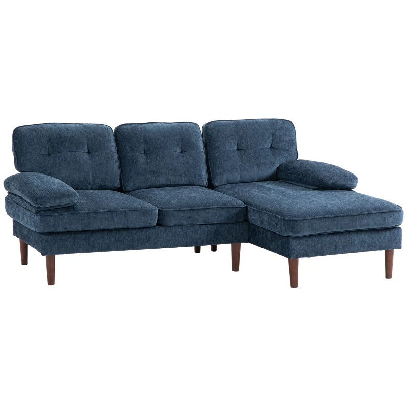 Maysa 85" Modern L-Shaped Sectional Sofa with Right Hand Facing Chaise - Blue