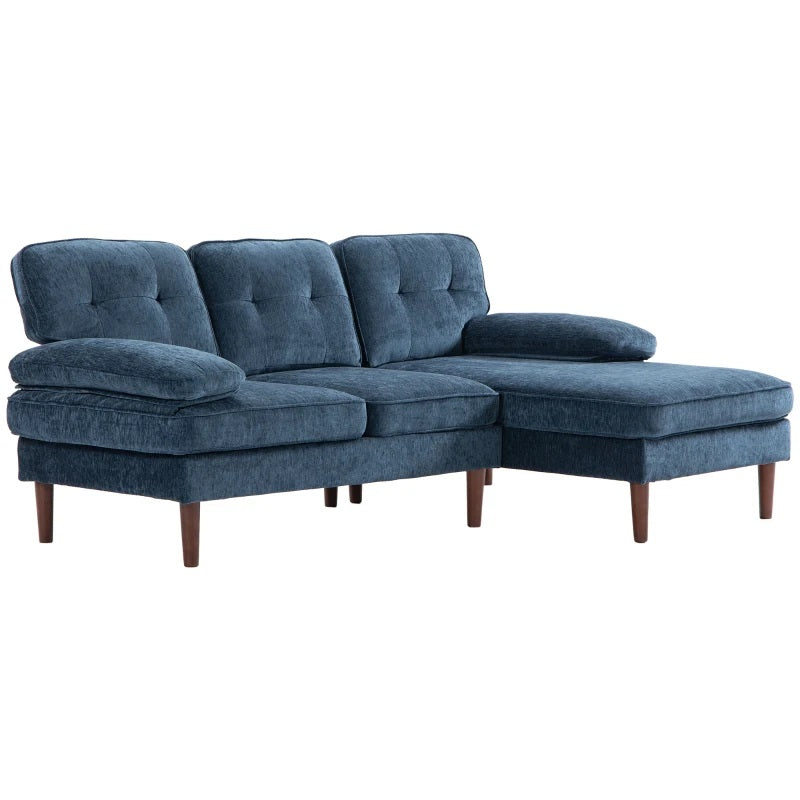 Maysa 85" Modern L-Shaped Sectional Sofa with Right Hand Facing Chaise - Blue