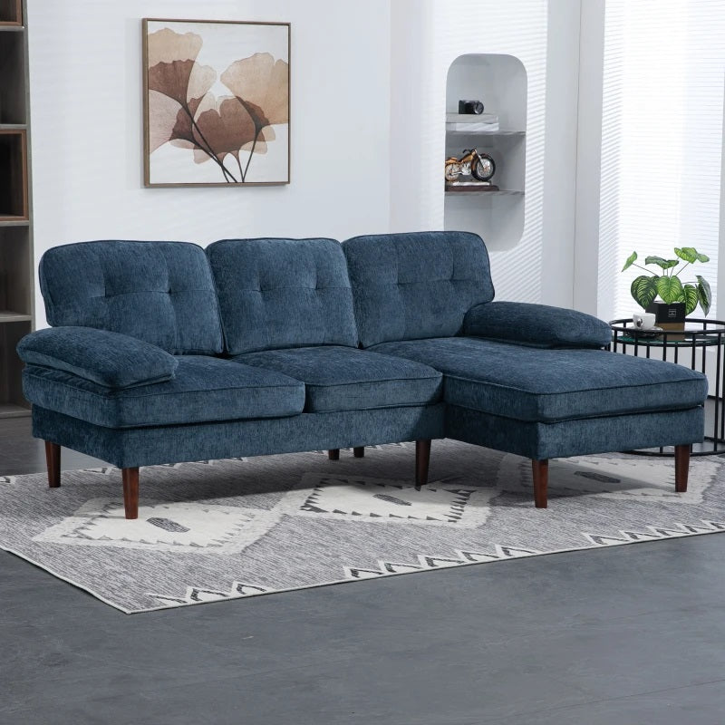 Maysa 85" Modern L-Shaped Sectional Sofa with Right Hand Facing Chaise - Blue