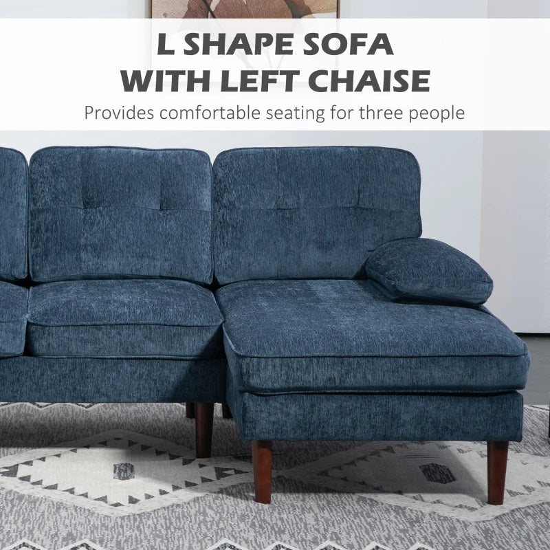 Maysa 85" Modern L-Shaped Sectional Sofa with Right Hand Facing Chaise - Blue