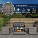 Meadowview Lane 4 Piece Rattan Outdoor Patio Set with Table - Grey