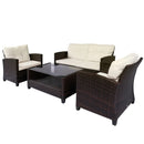 Meadowview Lane 4 Piece Rattan Outdoor Patio Set with Table - Khaki / Brown