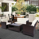 Meadowview Lane 4 Piece Rattan Outdoor Patio Set with Table - Khaki / Brown