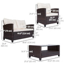 Meadowview Lane 4 Piece Rattan Outdoor Patio Set with Table - Khaki / Brown