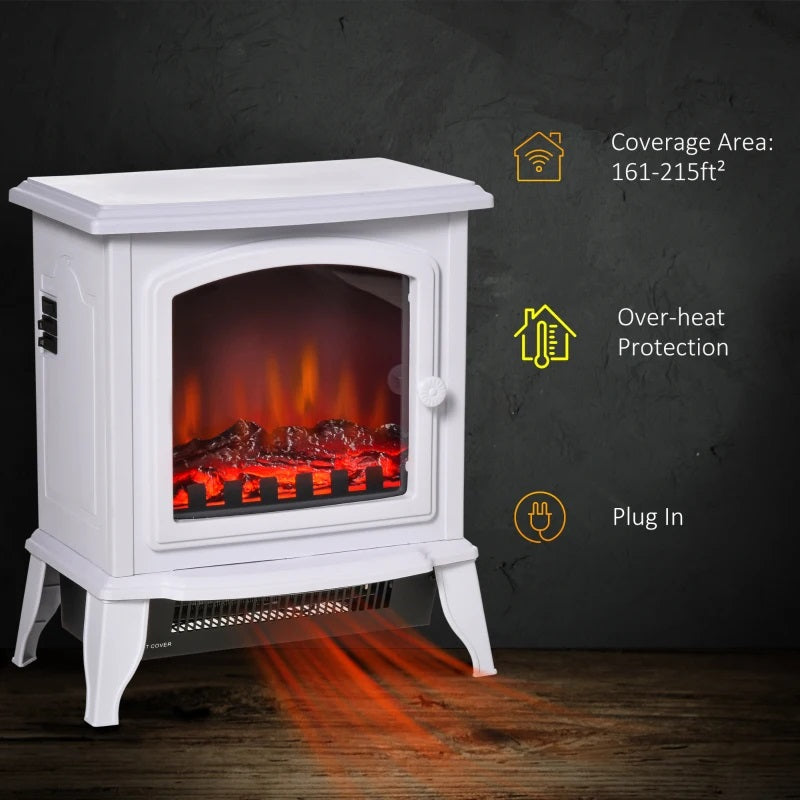 Mini Electric 1500W Freestanding Fireplace Heater - White