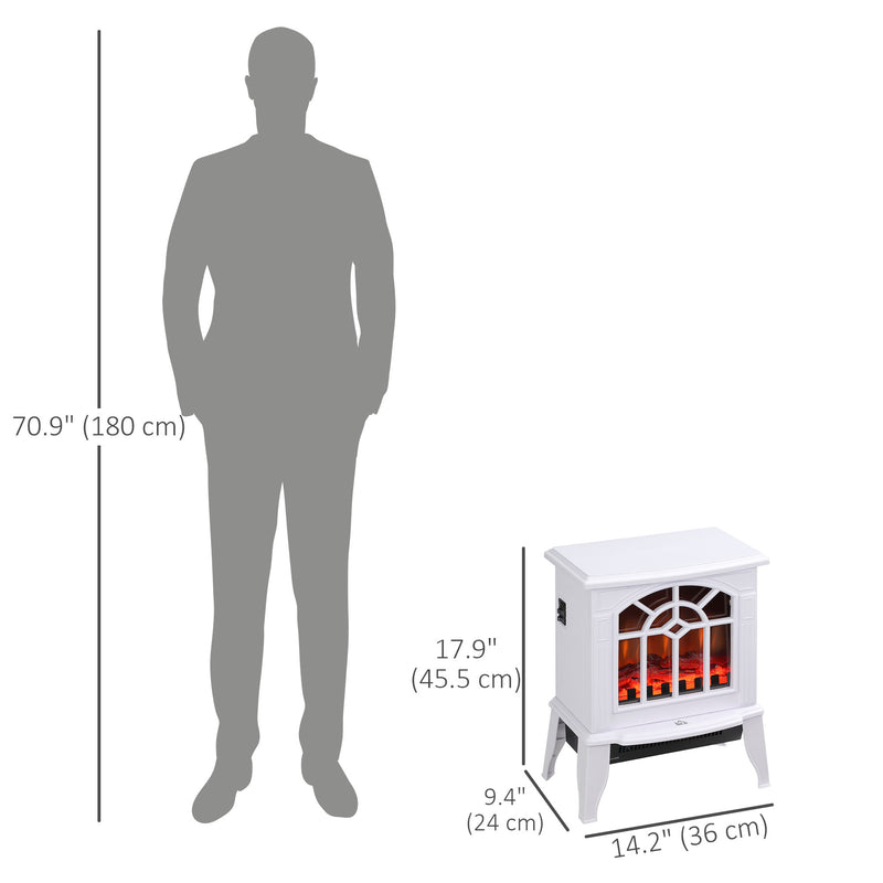 Mini Freestanding Electric Fireplace Heater with 1500W Heater, Realistic glowing Log, White