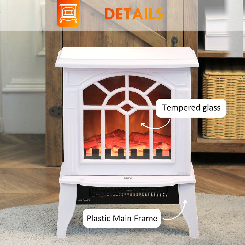 Mini Freestanding Electric Fireplace Heater with 1500W Heater, Realistic glowing Log, White