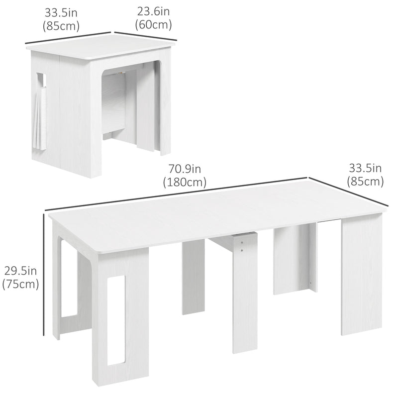 Modu-flex Expandable Dining Table Seats 6 and Converts to Desk - White